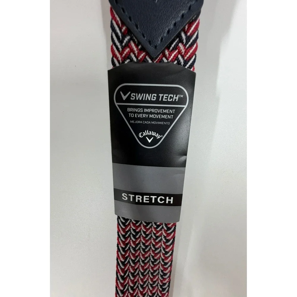 Callaway Golf On Par Stretch Belt Braided Burgundy Navy Matte Men Size XL(42-44)